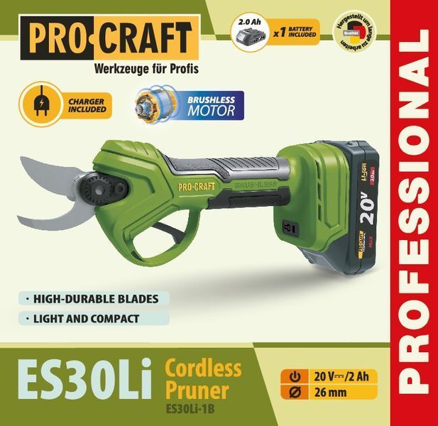 Акумуляторний секатор Procraft ES30Li (з 1 акб) 2914938316 фото